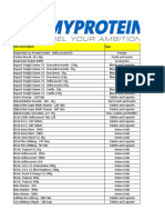 MyProtein Pricelist