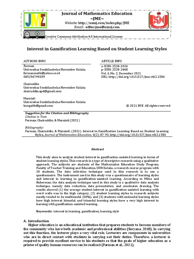 Gamification and Student Learning Styles | PDF | Learning Styles | Learning