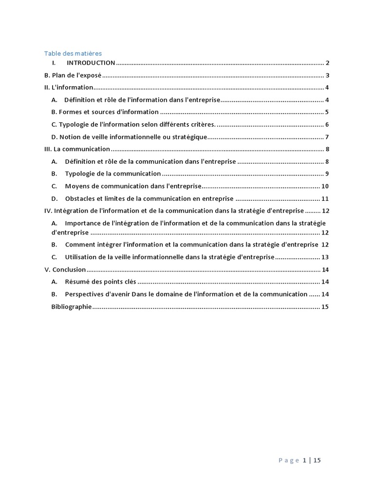 Rôle de l'Information et Communication en Entreprise | PDF | la ...