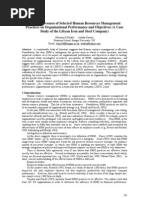 The Effectiveness of Selected Human Resources Management Practices On Organisational Performance and Objectives (A Case Study of The Libyan Iron and Steel Company)