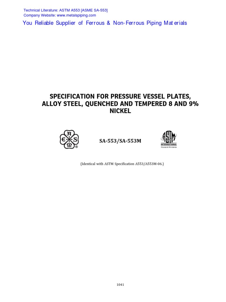 ASTM A553 Specification Overview | PDF | Heat Treating | Steel