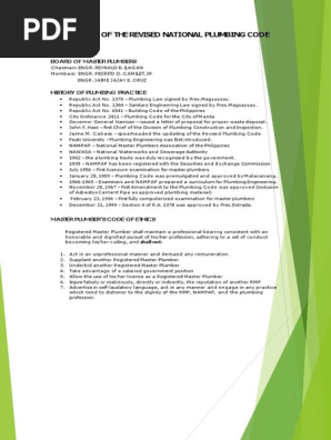Module 1 - Summary of the Plumbing Code