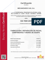 Iso 9001 Mecanizados Cas Sa - Español