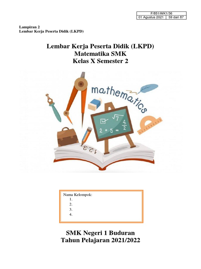 LKPD Histogram Dan Ogive | PDF image.
