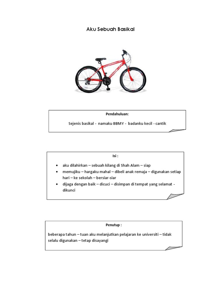 Kerangka Karangan Aku Sebuah Basikal