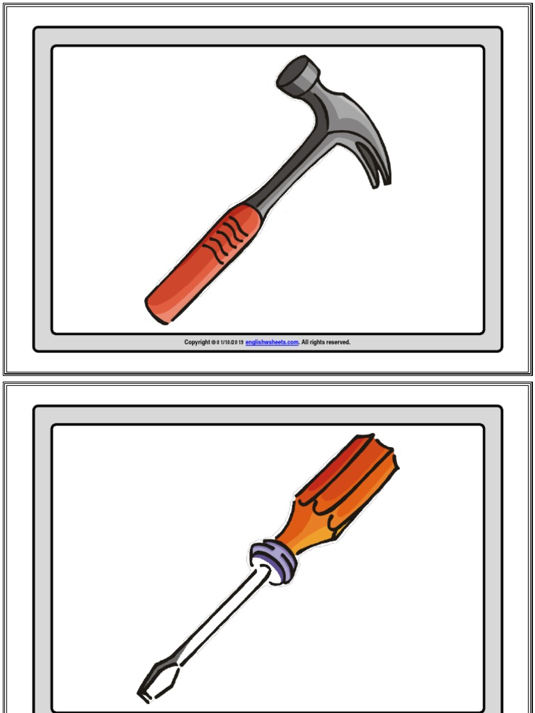 Hand Tools Flashcards Without Words To Study PDF