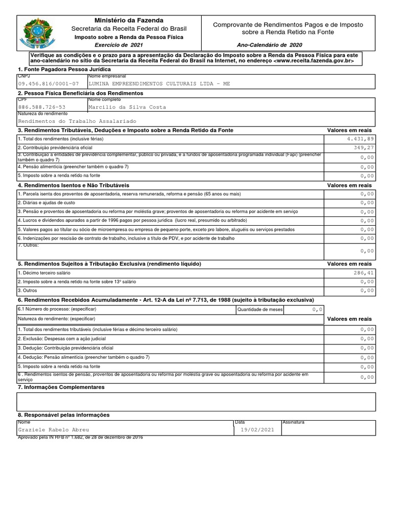Informe Rendimentos 2020 88658872653 | PDF