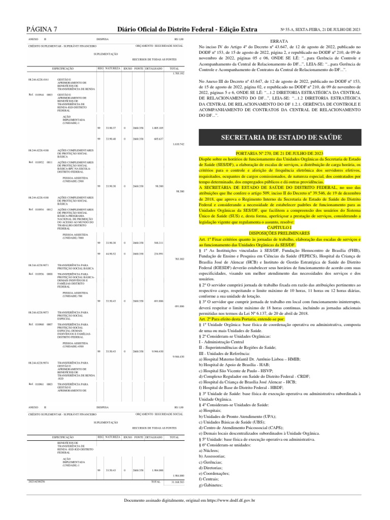 Dodf 21-07 Extra | PDF | Expediente | Tempo