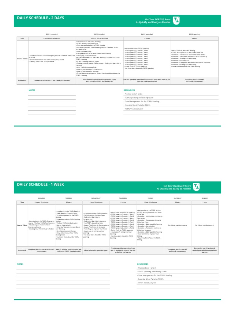 Emergency+Course+for+the+TOEFL+Study+Plan+ (07 23) + | PDF | Test Of ...