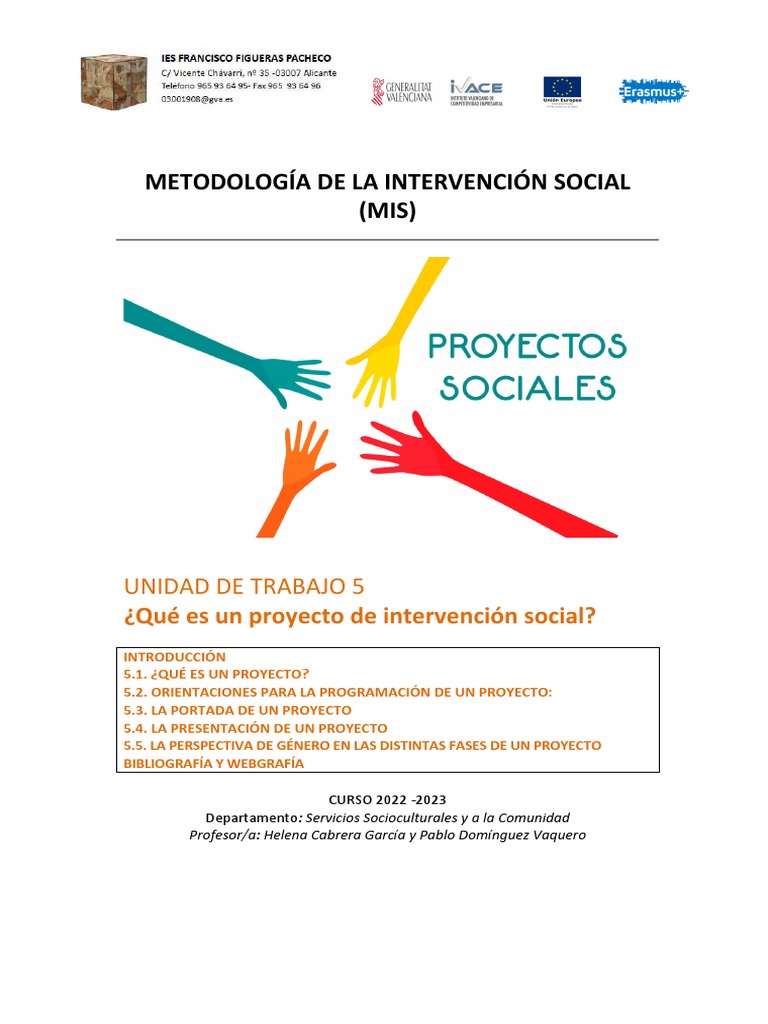 UT5 Qué Es Un Proyecto de Intervención Social | Descargar gratis PDF ...