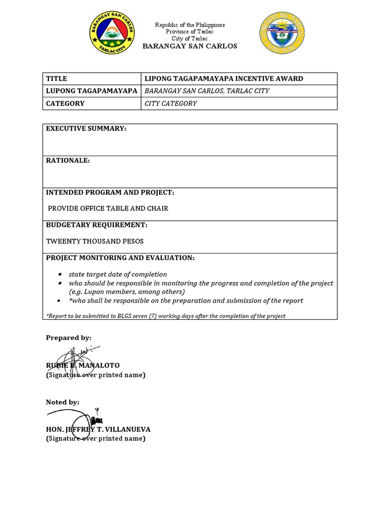 Annex C LTIA Project Proposal Template Blank | PDF