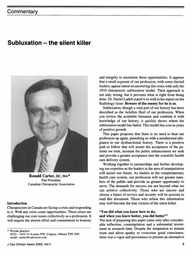 Subluxations The Silent Killers PDF Chiropractic Health Care