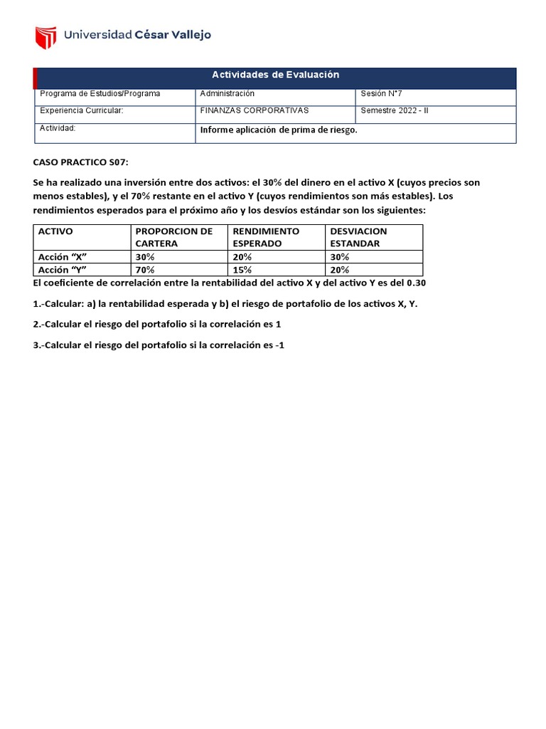 Evaluación de Riesgo en Finanzas Corporativas | PDF