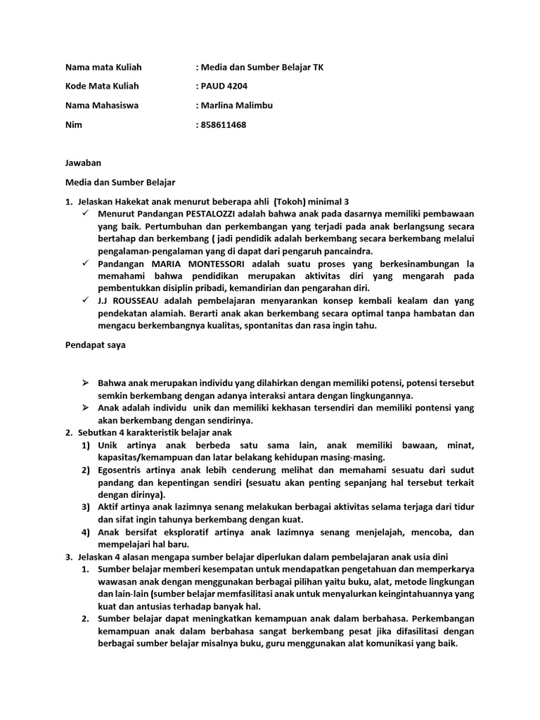 Tugas 1 Pembelajaran UT PDF