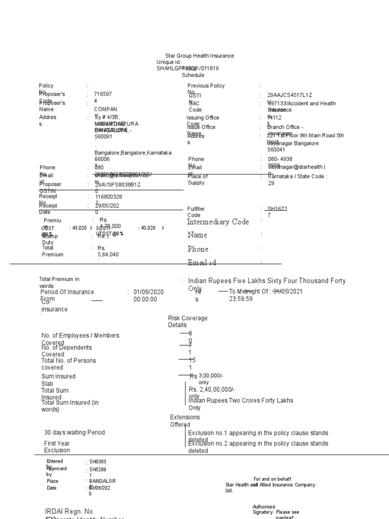 Star Health Insurance Policy Overview | PDF | Insurance
