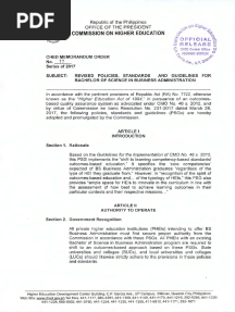 CHED CMO On Bachelor of Science in Business Administration
