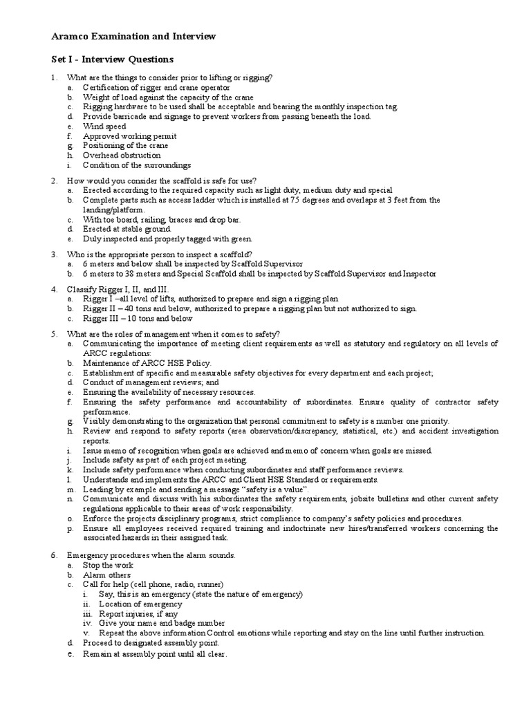 01 - Aramco Exam & Interview Questions | PDF | Scaffolding | Loam