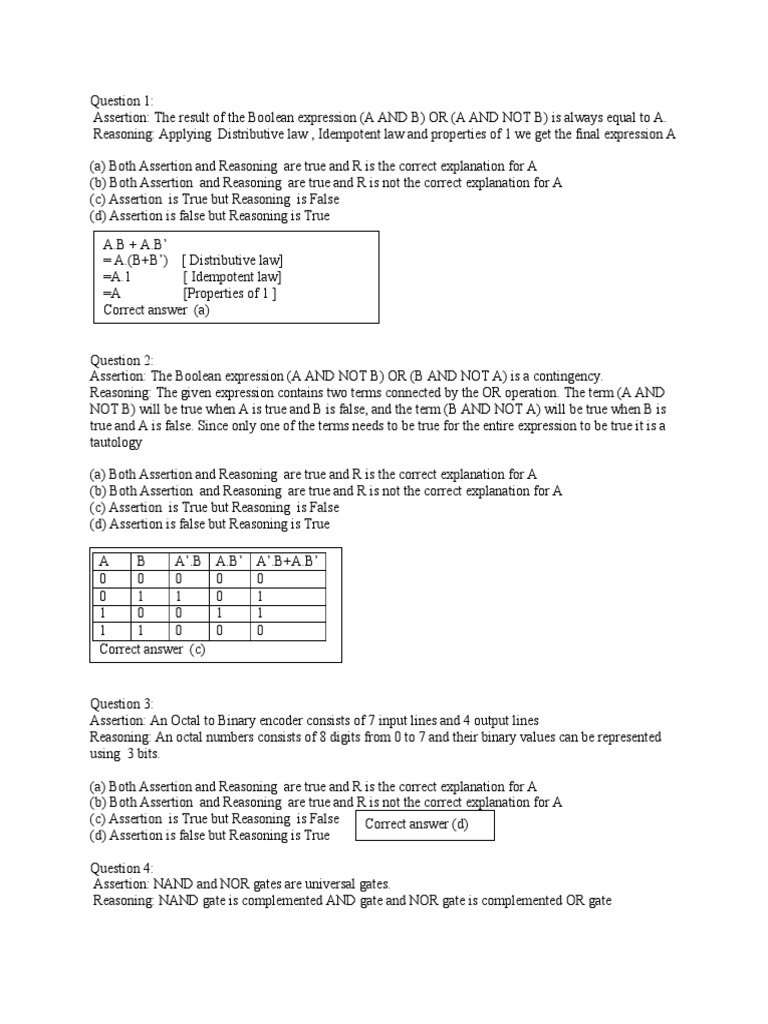 Assertion Reasoning | PDF