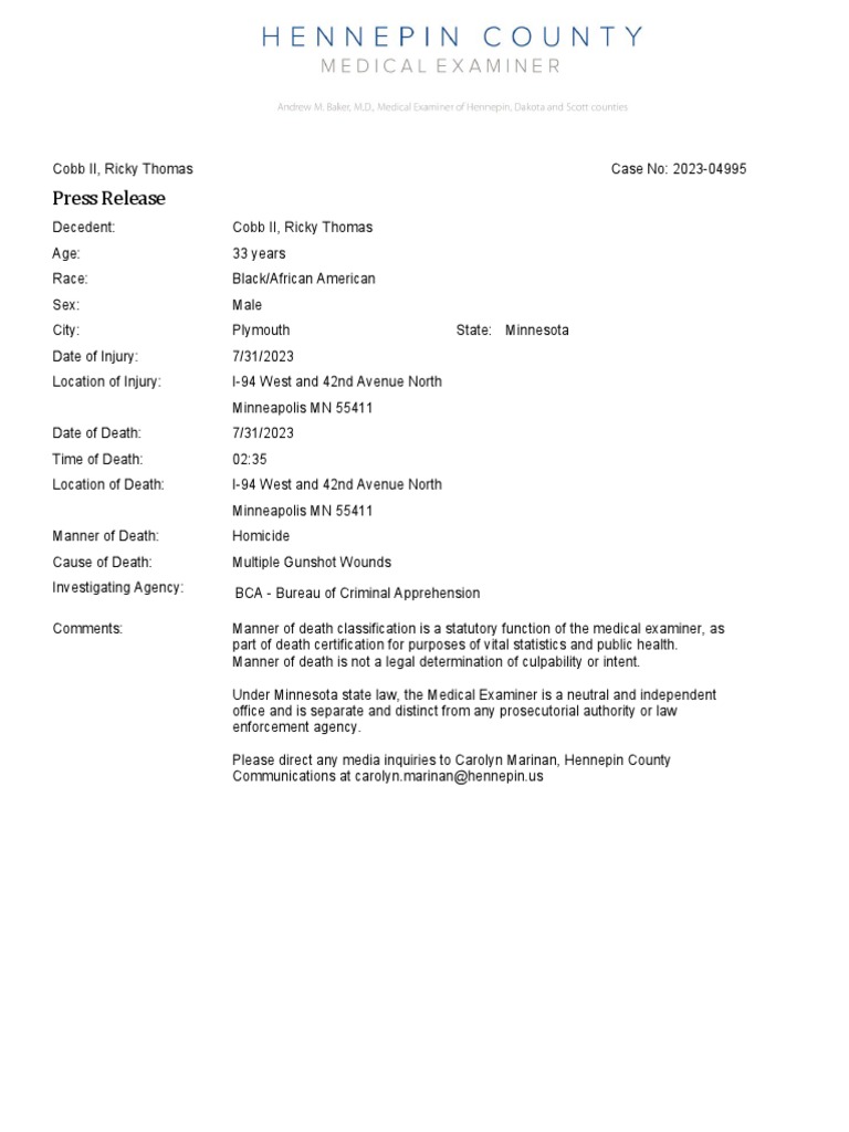 Ricky Cobb II: Homicide Details | PDF