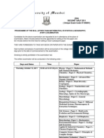 Programme of The M.Sc. (Other Than Mathematics, Statistics & Geography) (Part I) Examination