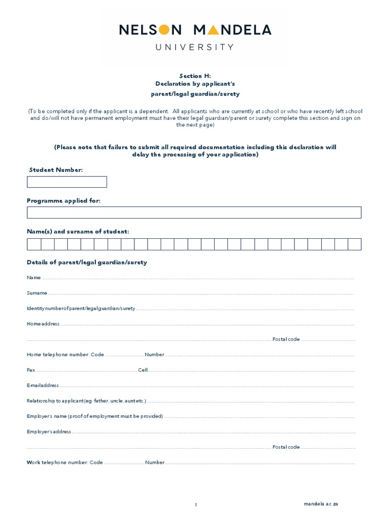 8 Declaration by Parent 2016 | PDF