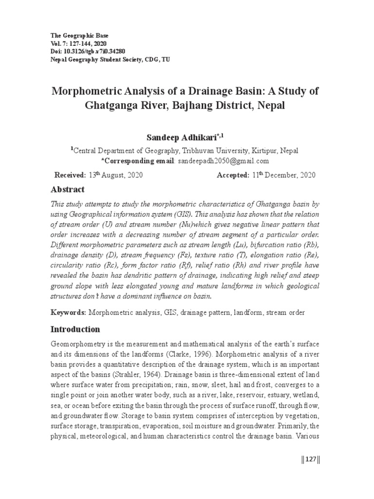 Morphometric Analysis of Ghatganga Basin | PDF | Drainage Basin | Stream
