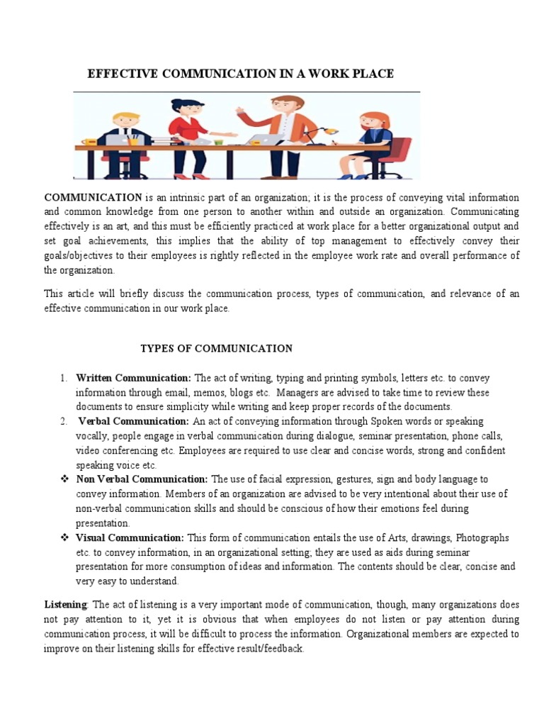 Effective Communication in A Workplace | PDF | Communication | Information
