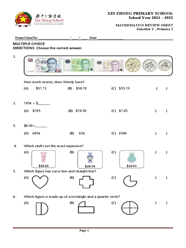 Mathematics Review Sheet | PDF