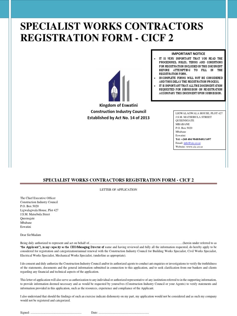 Specialist Contractor Registration Guide | PDF
