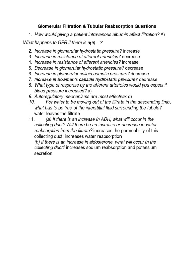Glomerular Filtration & Tubular Reabsorption PDF