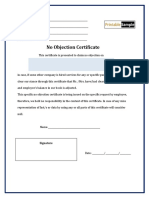 No Objection Certificate Template 05
