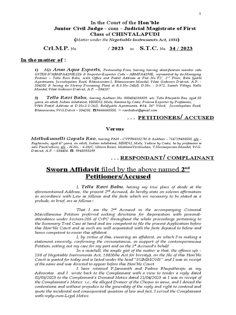 Sworn Affidavit | PDF