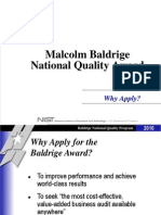Malcolm Baldrige National Quality Award: Why Apply?