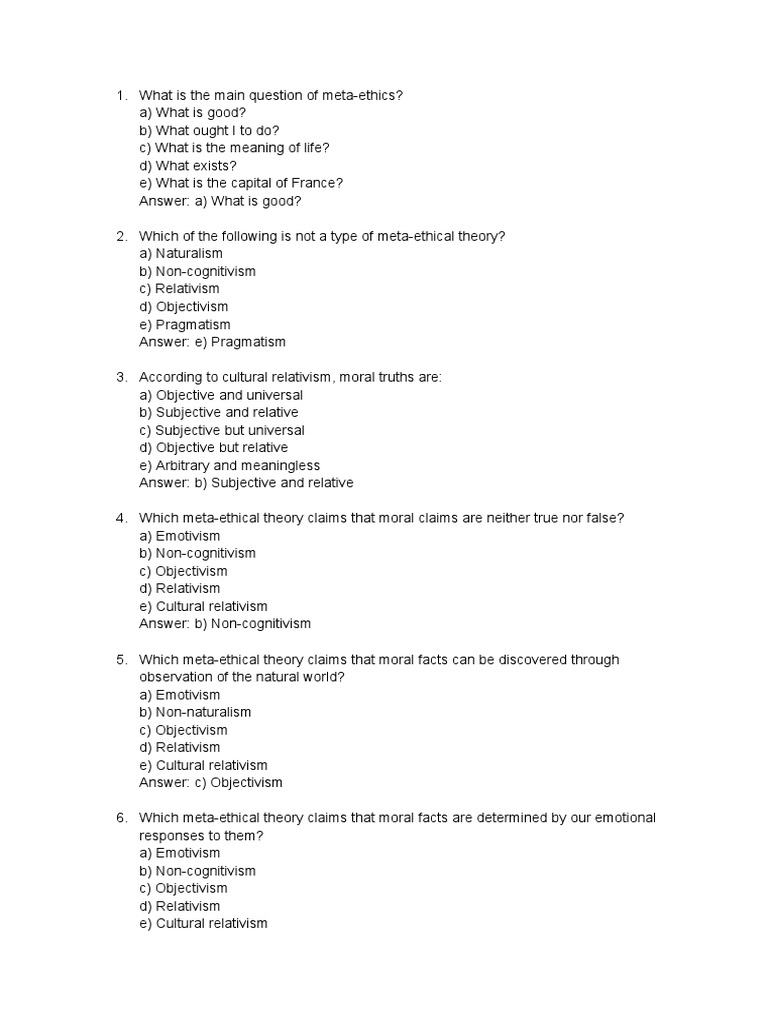 Meta Ethics | PDF | Objectivity (Philosophy) | Relativism