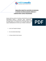 ACTA DE CONFORMACIÓN COMITES DE GESTIÓN DE DESECHOS SANITARIOS CENTRO MÉDICO ESTÉTICO Y DE ESPECIALIDADES DERMOSTETICA