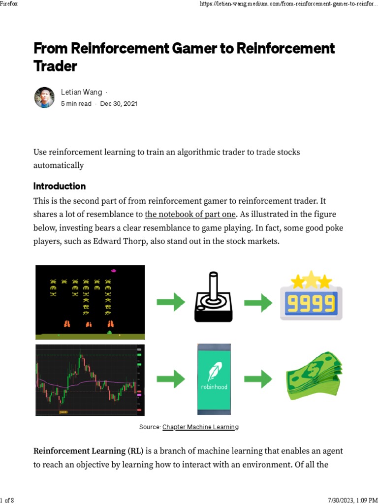 Reinforcement Learning and Stock Trading Medium | PDF