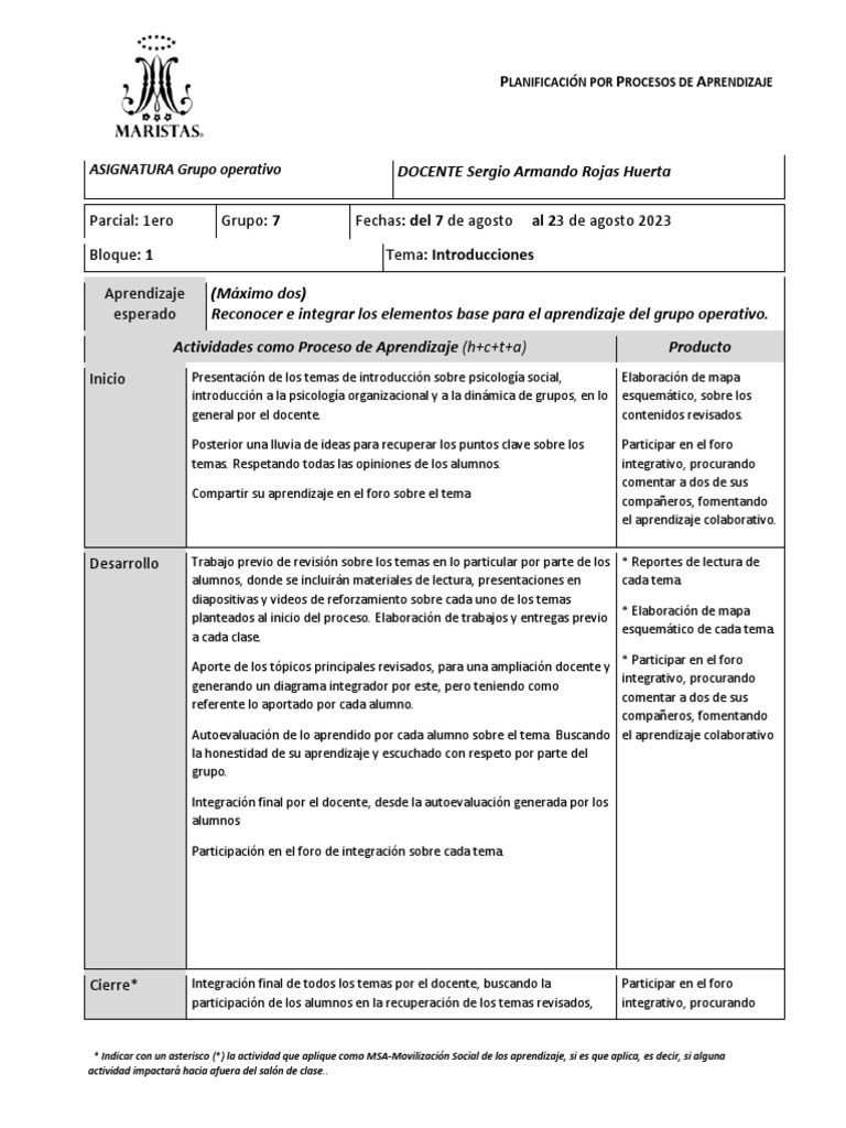 Ejemplo Planeación Con Modelo T | PDF | Aprendizaje | Ciencia cognitiva