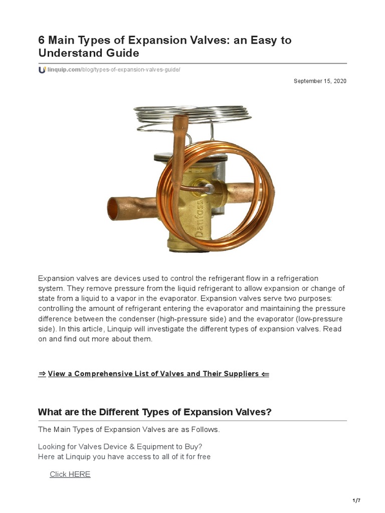 6 Main Types of Expansion Valves An Easy To Understand Guide PDF