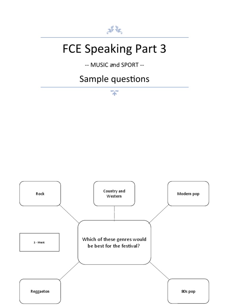 FCE Speaking Part 3: Music & Sports Guide | PDF