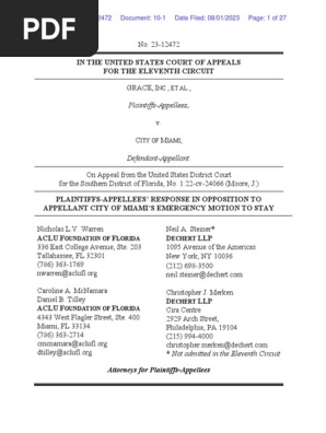 010-1 Plfs' Response to Stay Motion