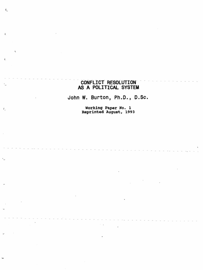 Conflict Resolution As A Political System - John Burton | PDF ...