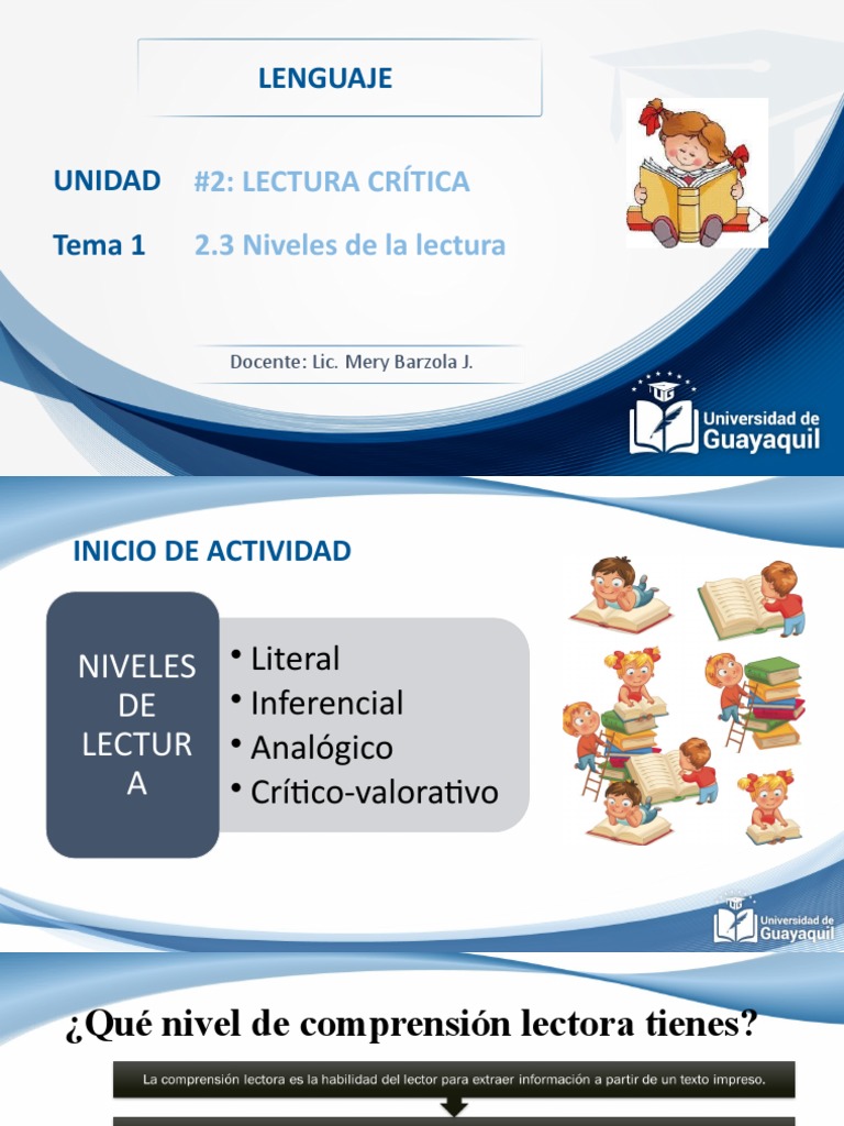 2.3 Niveles de La Lectura | PDF | Comprensión lectora | Aprendizaje