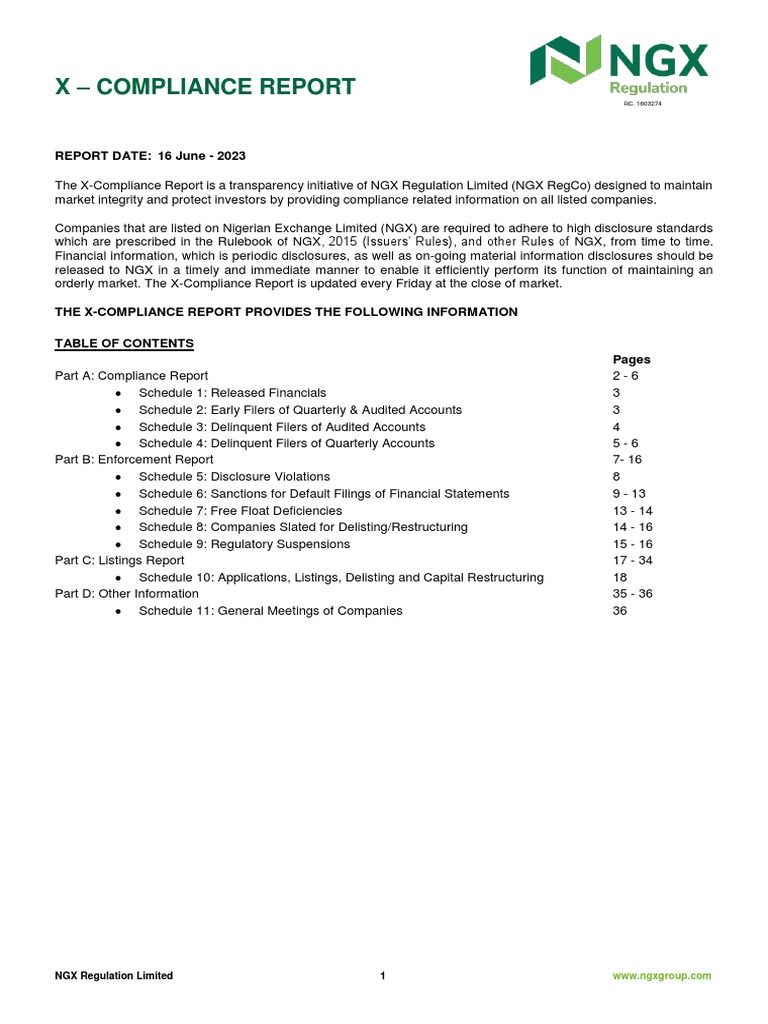NGX Compliance Report Overview 2023 | PDF