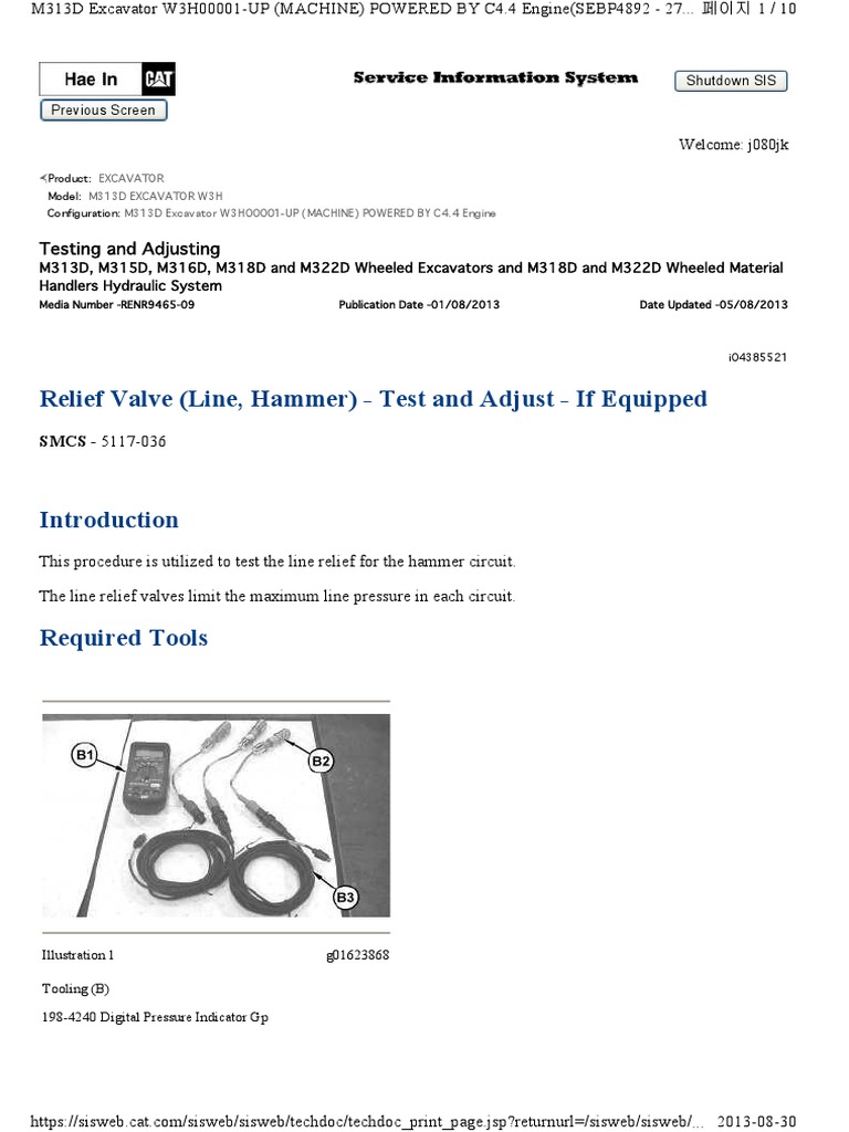 Hydraulic Relief Valve Adjustment Guide | PDF | Valve | Machines