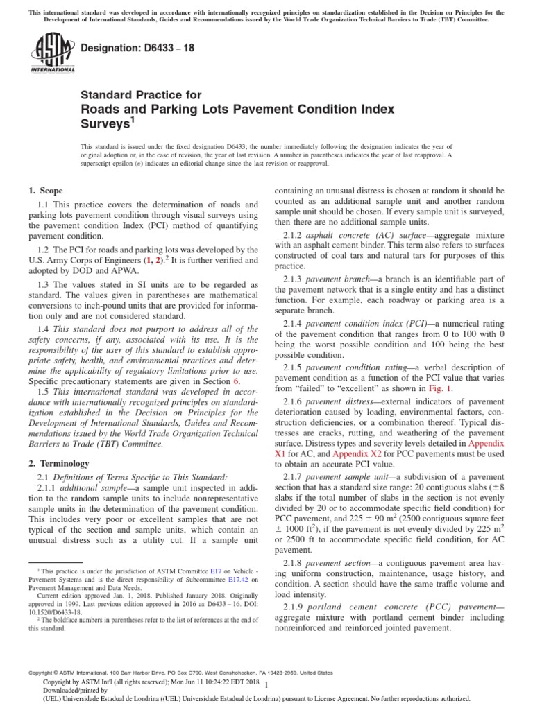 Astm Pci D6433-18 | PDF | Fracture | Sampling (Statistics)