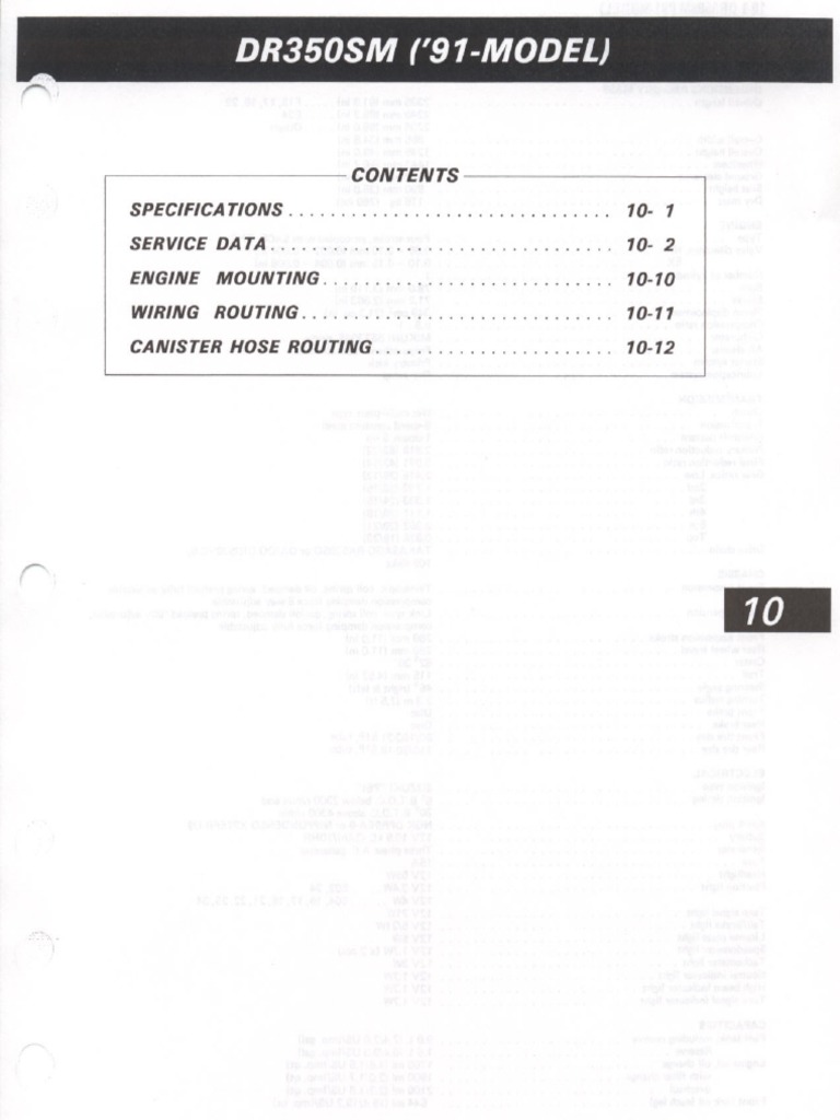 1991 Suzuki DR 350S Manual and Specs PDF