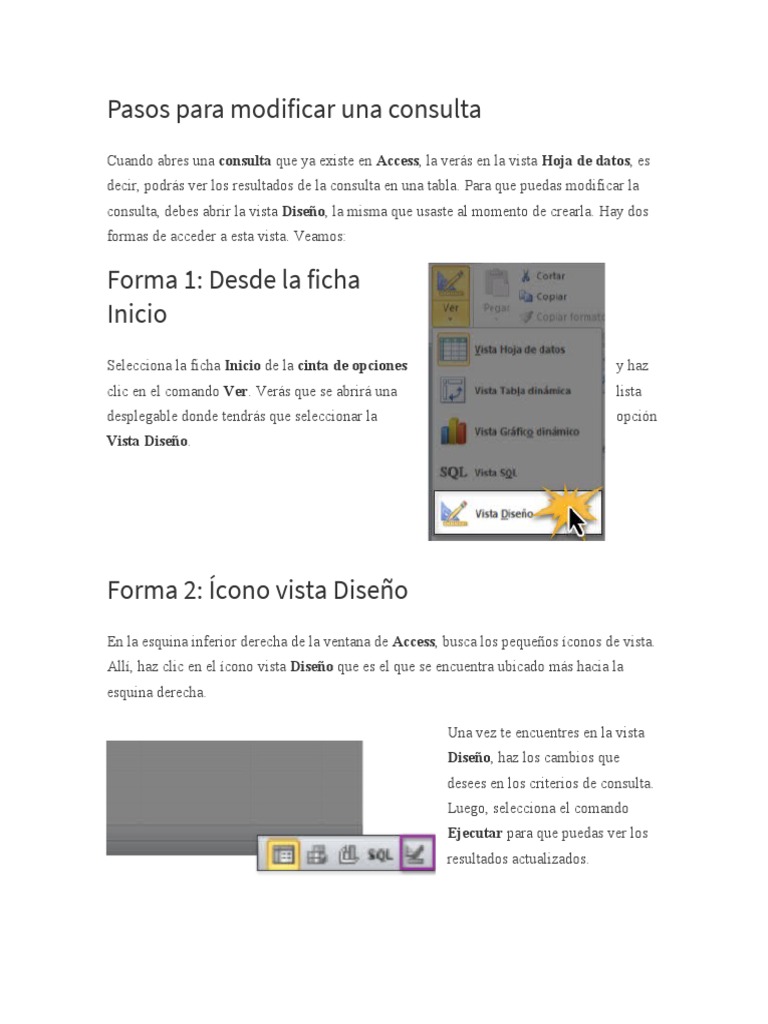 Modificar Consultas en Access | PDF