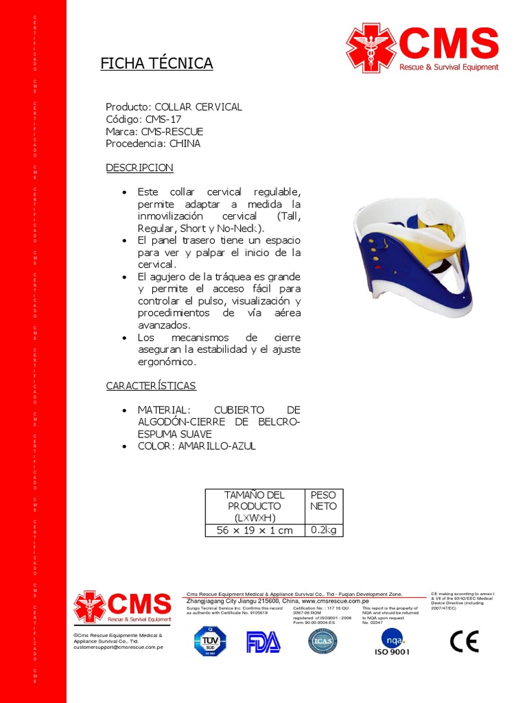 Collar Cervical Ajustable CMS-17 China | PDF | Tecnología