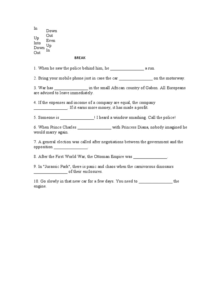 Phrasal Verbs Break Pdf