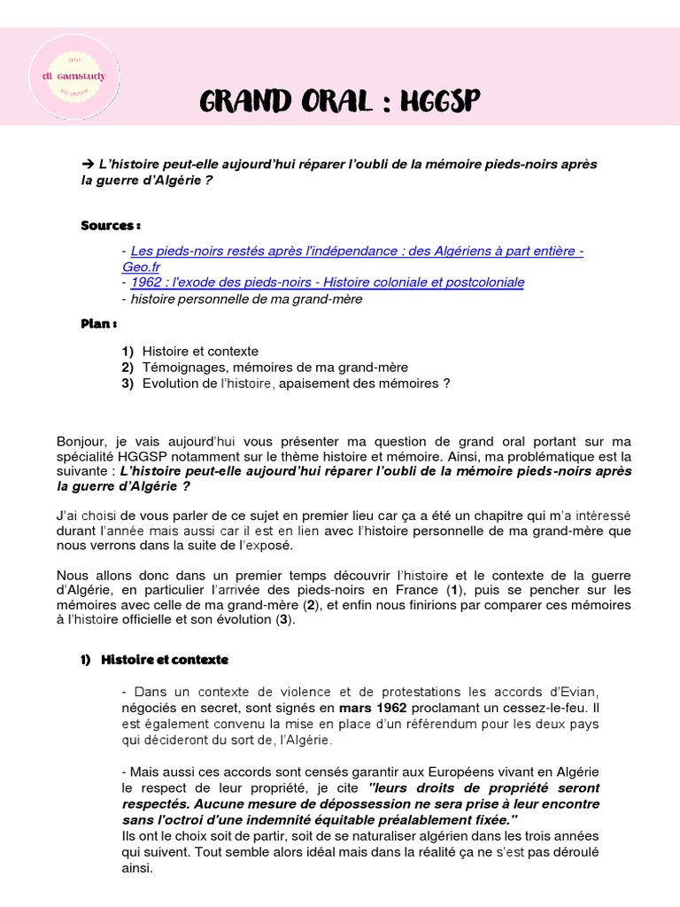 Sujet Grand Oral Hggsp Terrorisme Grand Oral HGGSP | PDF